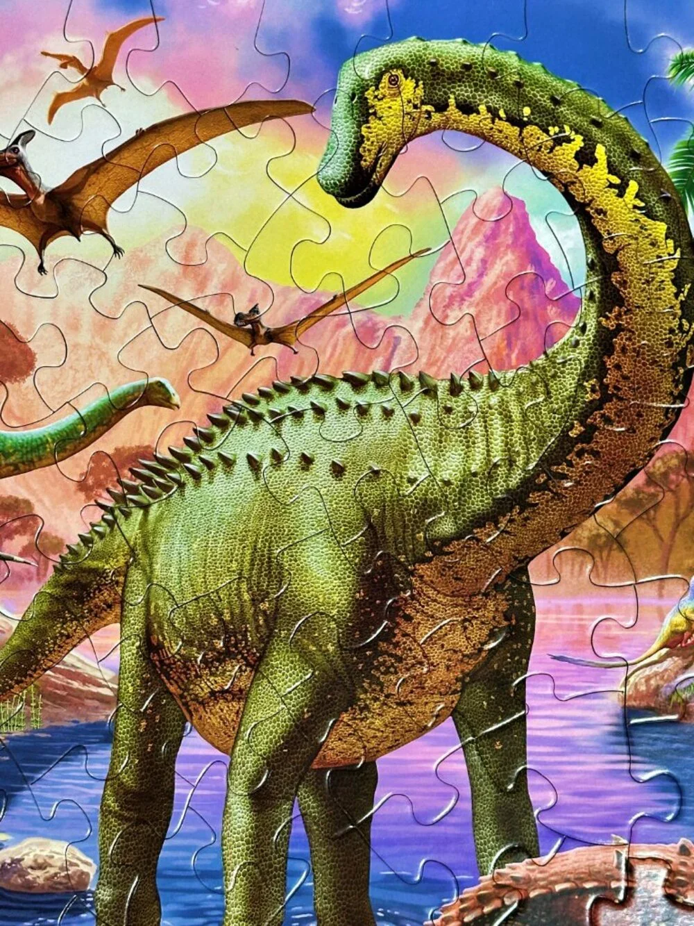 Bits and Pieces 100 Piece Puzzle Large Pieces World of Huge Dinosaurs COMPLETE!!